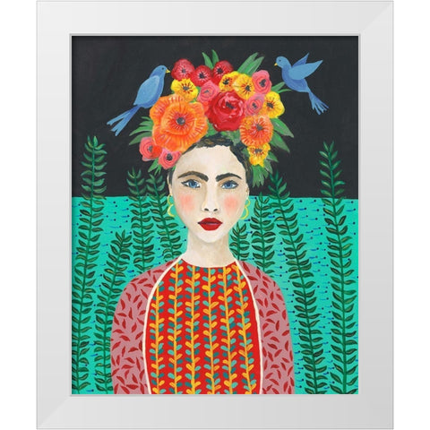 Frida Headdress II White Modern Wood Framed Art Print by Moore, Regina