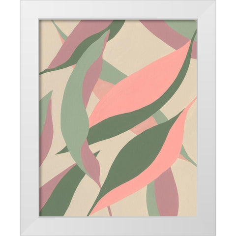 Elongated Leaves II White Modern Wood Framed Art Print by Moore, Regina