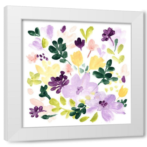 Lavender Meadow I White Modern Wood Framed Art Print by Vess, June Erica