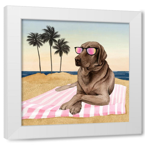 Sun Lovin Pups I White Modern Wood Framed Art Print by Popp, Grace