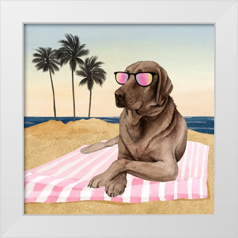 Sun Lovin Pups I White Modern Wood Framed Art Print by Popp, Grace