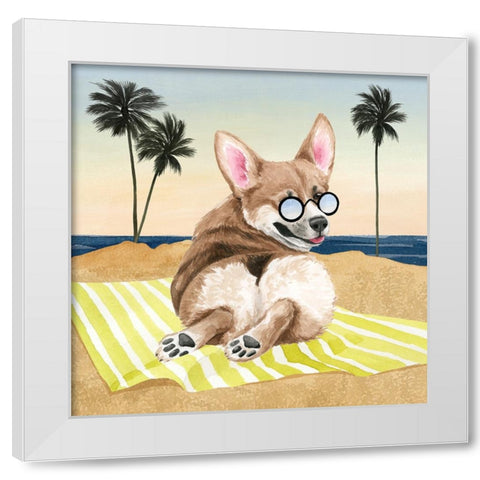 Sun Lovin Pups II White Modern Wood Framed Art Print by Popp, Grace