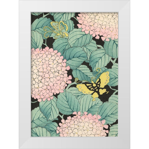 Japanese Floral Design I White Modern Wood Framed Art Print by Furuya, Korin