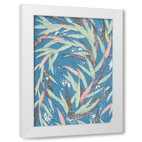 Japanese Floral Design V White Modern Wood Framed Art Print by Furuya, Korin