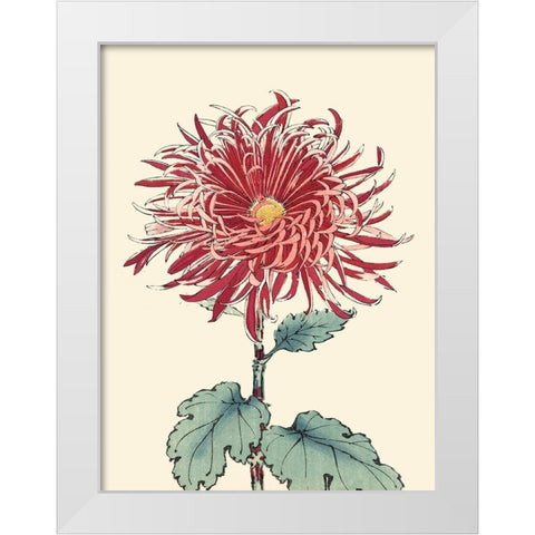 Chrysanthemum Woodblock I White Modern Wood Framed Art Print by Unknown