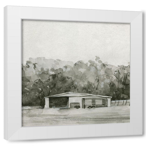 Solemn Barn Sketch II White Modern Wood Framed Art Print by Caroline, Emma