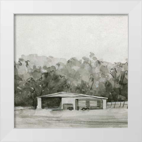 Solemn Barn Sketch II White Modern Wood Framed Art Print by Caroline, Emma