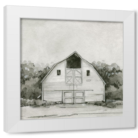 Solemn Barn Sketch III White Modern Wood Framed Art Print by Caroline, Emma