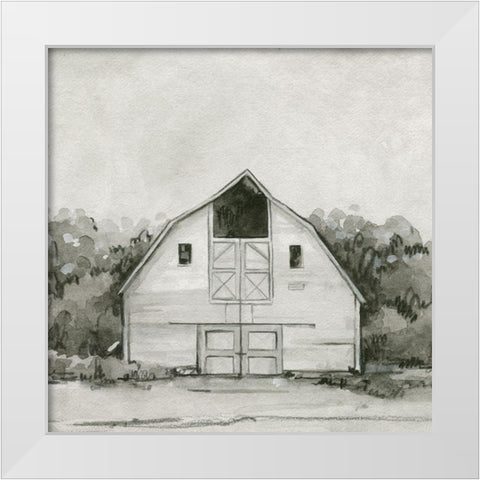 Solemn Barn Sketch III White Modern Wood Framed Art Print by Caroline, Emma