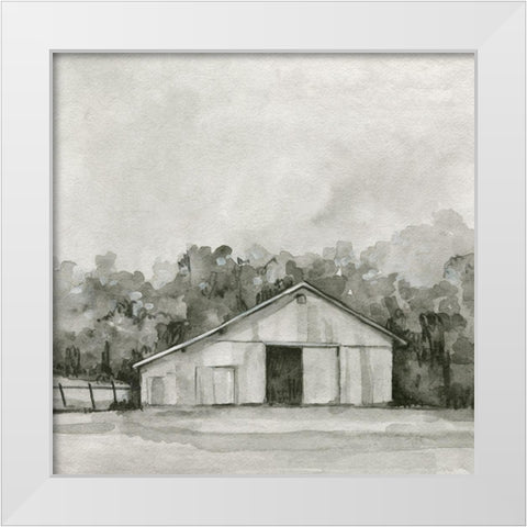 Solemn Barn Sketch IV White Modern Wood Framed Art Print by Caroline, Emma