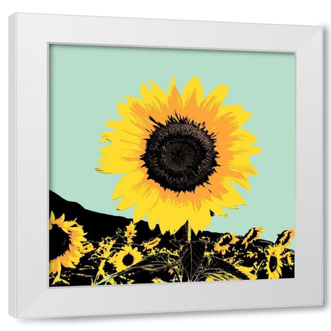 Pop Art Sunflower I White Modern Wood Framed Art Print by Green, Jacob