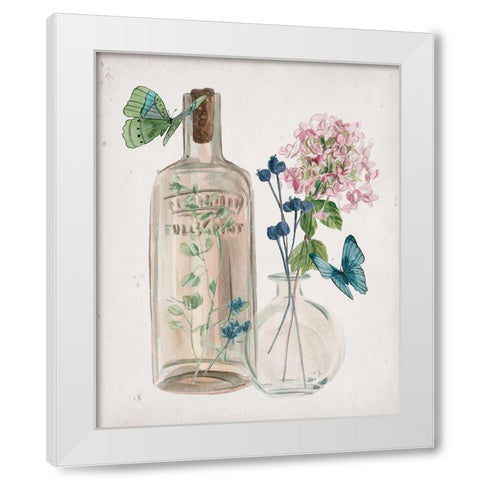 Butterflies and Flowers I White Modern Wood Framed Art Print by Wang, Melissa