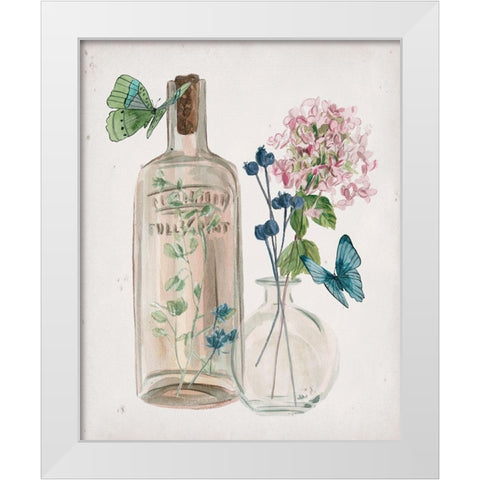 Butterflies and Flowers I White Modern Wood Framed Art Print by Wang, Melissa