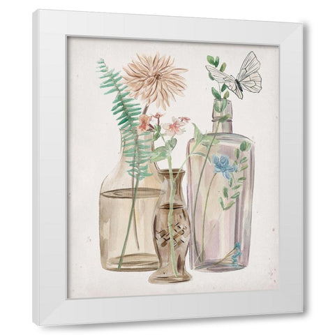 Butterflies and Flowers II White Modern Wood Framed Art Print by Wang, Melissa