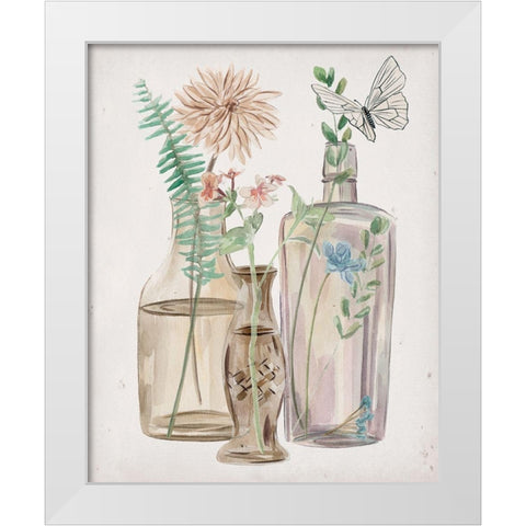 Butterflies and Flowers II White Modern Wood Framed Art Print by Wang, Melissa