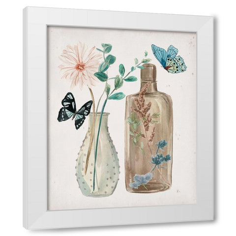 Butterflies and Flowers IV White Modern Wood Framed Art Print by Wang, Melissa