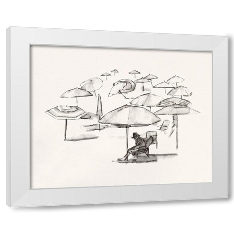 Rough Seaside Sketch II White Modern Wood Framed Art Print by Caroline, Emma