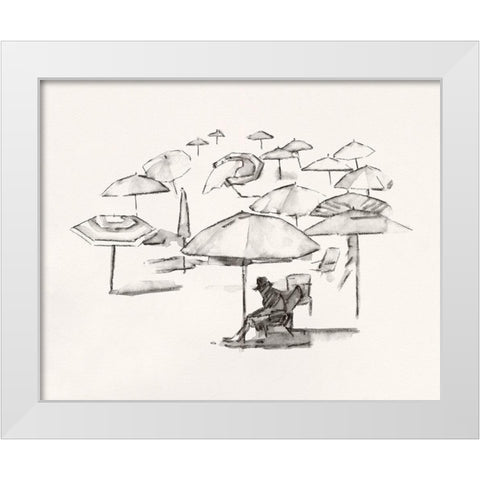 Rough Seaside Sketch II White Modern Wood Framed Art Print by Caroline, Emma