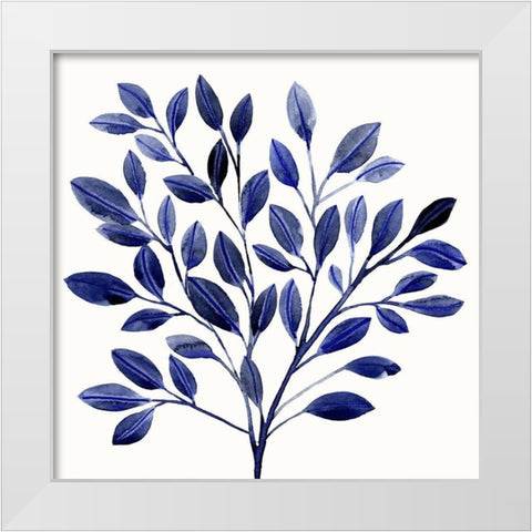 Deep Blue Branch I White Modern Wood Framed Art Print by Warren, Annie