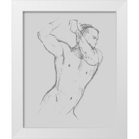 Male Torso Sketch I White Modern Wood Framed Art Print by Green, Jacob