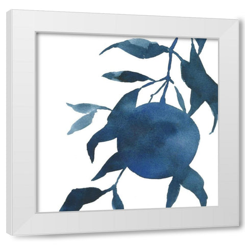 Indigo Oranges I White Modern Wood Framed Art Print by Caroline, Emma