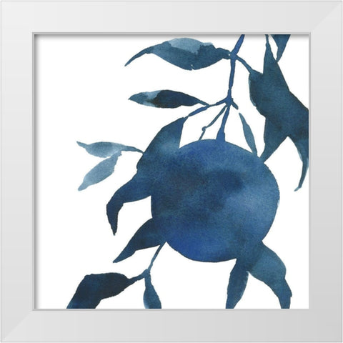 Indigo Oranges I White Modern Wood Framed Art Print by Caroline, Emma