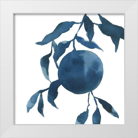 Indigo Oranges IV White Modern Wood Framed Art Print by Caroline, Emma