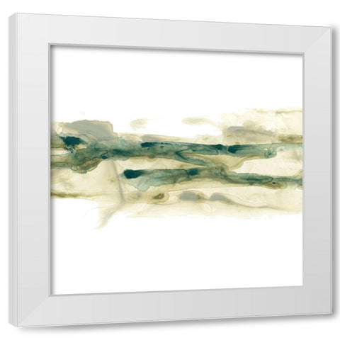 Verdigris Ribbon I White Modern Wood Framed Art Print by Vess, June Erica
