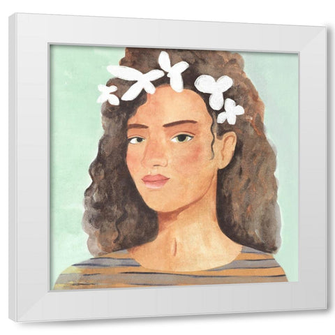Folk Art Portrait III White Modern Wood Framed Art Print by Warren, Annie