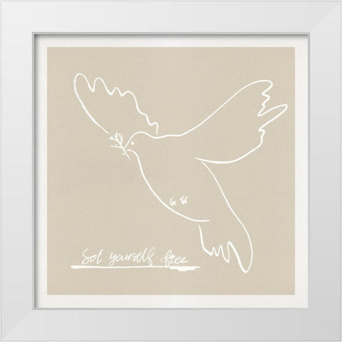Peace Dove I White Modern Wood Framed Art Print by Wang, Melissa
