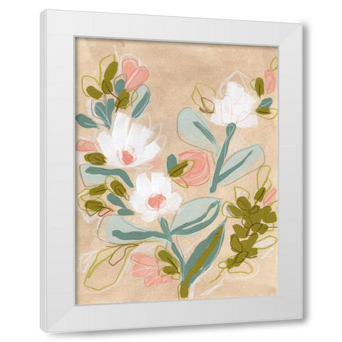 Spring Sketch III White Modern Wood Framed Art Print by Vess, June Erica