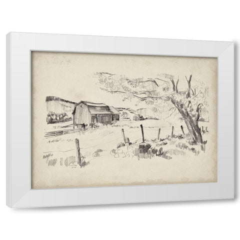 Sketched Barn View II White Modern Wood Framed Art Print by Parker, Jennifer Paxton