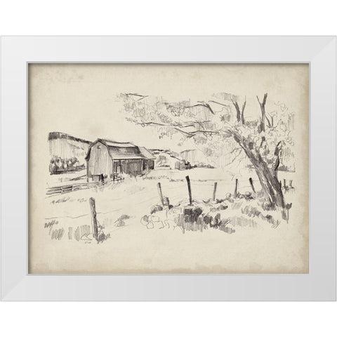 Sketched Barn View II White Modern Wood Framed Art Print by Parker, Jennifer Paxton