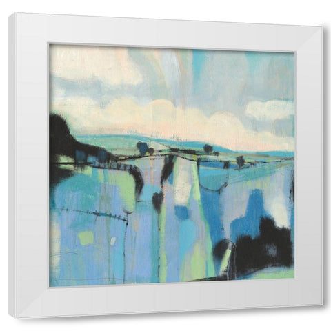 Abstract Shades of Blue I White Modern Wood Framed Art Print by OToole, Tim