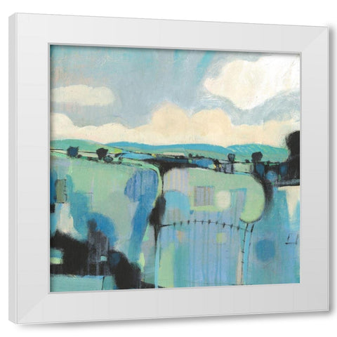 Abstract Shades of Blue II White Modern Wood Framed Art Print by OToole, Tim