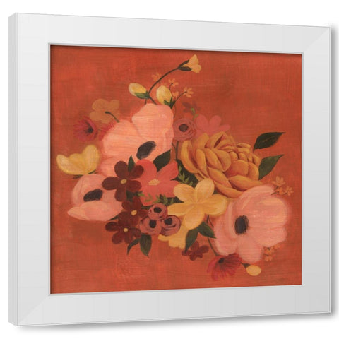 Burnt Orange Bouquet I White Modern Wood Framed Art Print by Popp, Grace