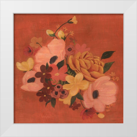 Burnt Orange Bouquet I White Modern Wood Framed Art Print by Popp, Grace