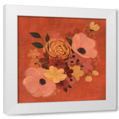 Burnt Orange Bouquet II White Modern Wood Framed Art Print by Popp, Grace