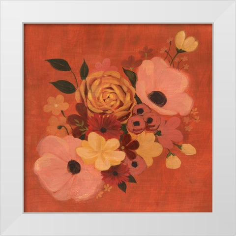 Burnt Orange Bouquet II White Modern Wood Framed Art Print by Popp, Grace