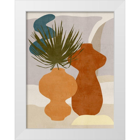 Decorated Vases I White Modern Wood Framed Art Print by Wang, Melissa