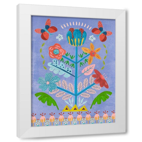 Embroidered Garden I White Modern Wood Framed Art Print by Wang, Melissa