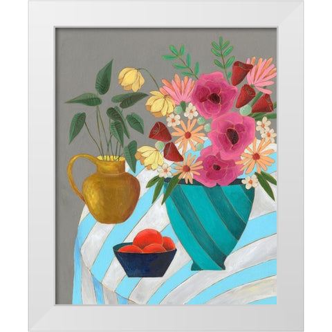 Striped Tablecloth II White Modern Wood Framed Art Print by Moore, Regina