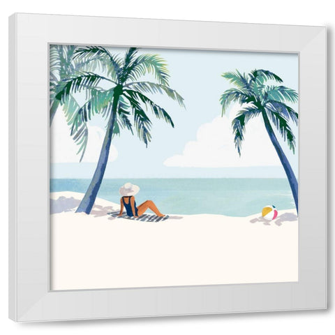 Palm Tree Paradise I White Modern Wood Framed Art Print by Barnes, Victoria