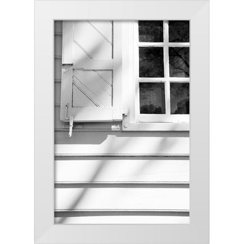 Black and White Windows and Shadows I White Modern Wood Framed Art Print by DeNardo, Laura