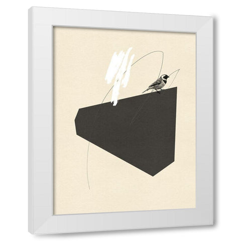 Steel Sequin with Bird III White Modern Wood Framed Art Print by Green, Jacob