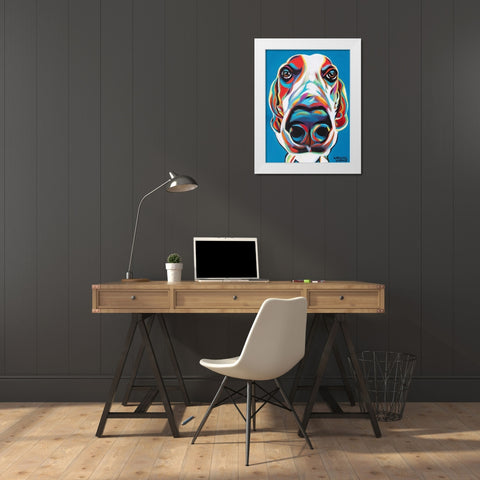 Nosey Dog I White Modern Wood Framed Art Print by Vitaletti, Carolee