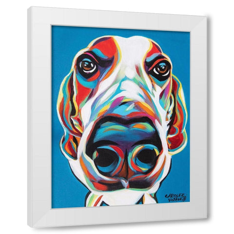 Nosey Dog I White Modern Wood Framed Art Print by Vitaletti, Carolee