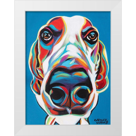 Nosey Dog I White Modern Wood Framed Art Print by Vitaletti, Carolee