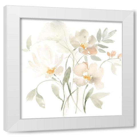 Whispering Petals I White Modern Wood Framed Art Print by Goldberger, Jennifer