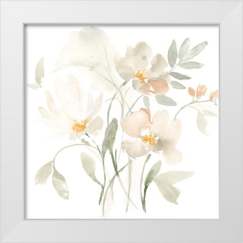 Whispering Petals I White Modern Wood Framed Art Print by Goldberger, Jennifer